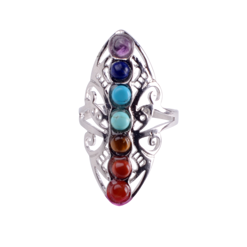 Natural 7 Chakra Gemstone Mulheres Jóias Anel