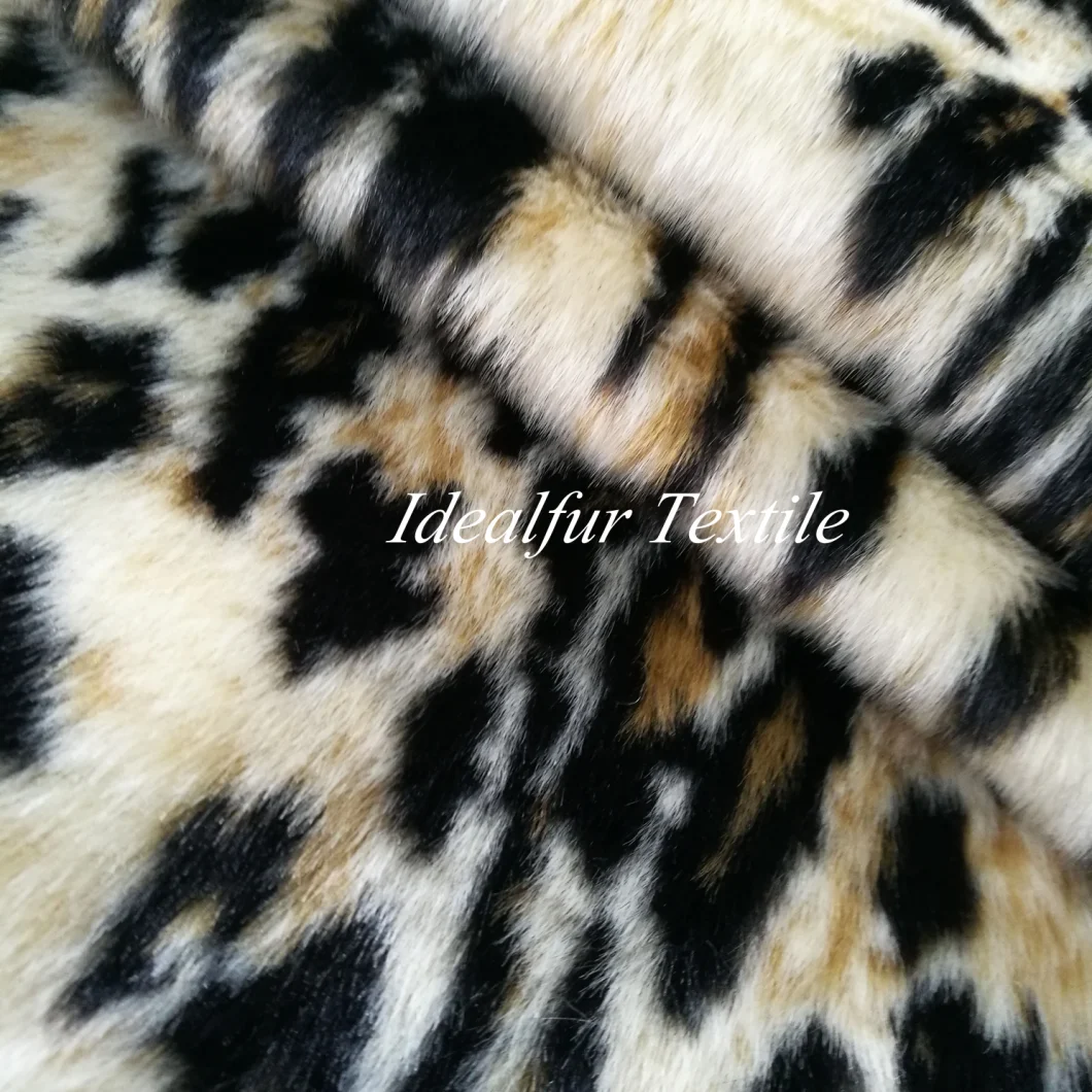 Jacquard Black and White Leopard Fake Fur