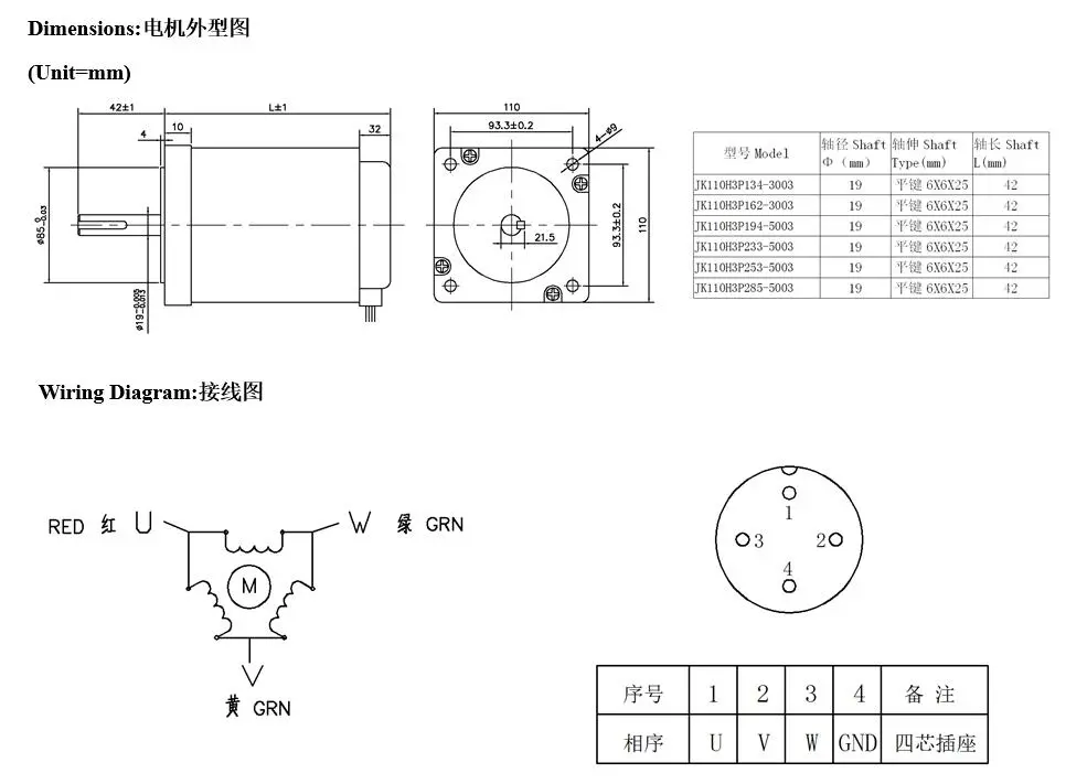 1.2 Degree 110mm (NEMA 42) 3phase Hybrid Stepper Motor for Factory Price