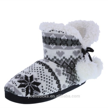 Stripe cashmere pom-pom female winter bootie slipper