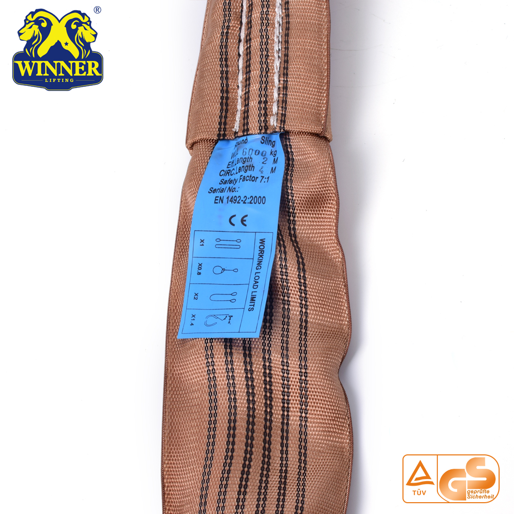 Heavy Duty Polyester WLL 6 Ton Polyester Round Sling