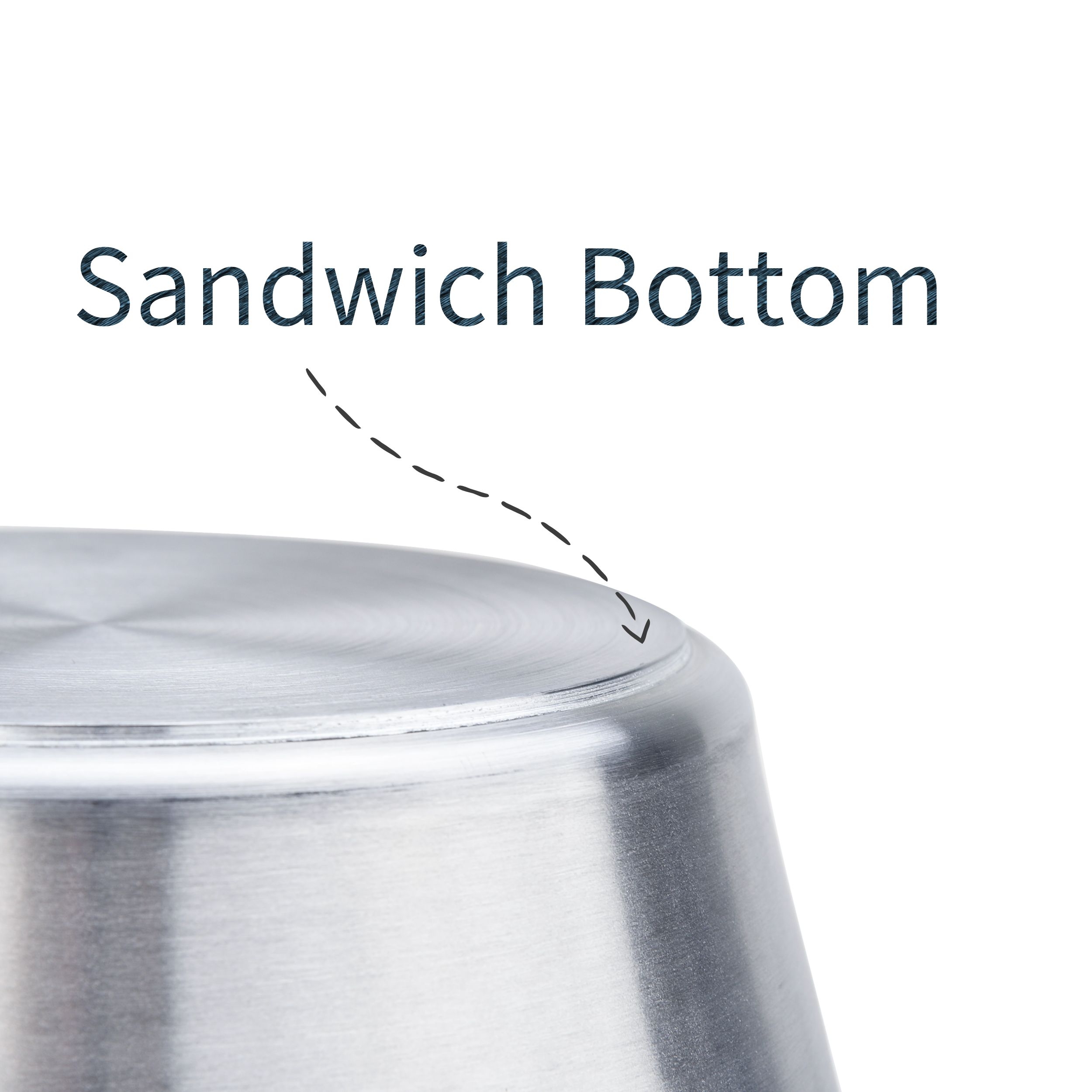 Cazo grande de acero inoxidable 21QT con fondo de sándwich 21QT Stainless Steel Large Cazo with Sandwich Bottom