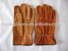 Brown cow split leather driver glove