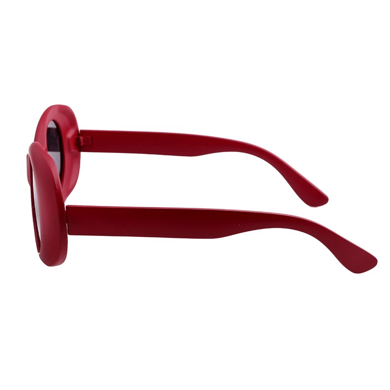 Oval Shiny solid Red Women Girl Sunglasses