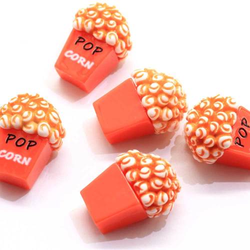 En vrac 100 pièces 24 * 28 MM résine Flatback pop-corn Cabochons Kawaii résine Miniature maison de poupée pop-corn alimentaire artisanat cheveux arc centre artisanat