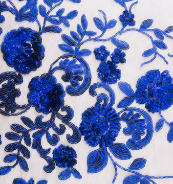 wholesale glitter blue fringe flower sequin lace fabric