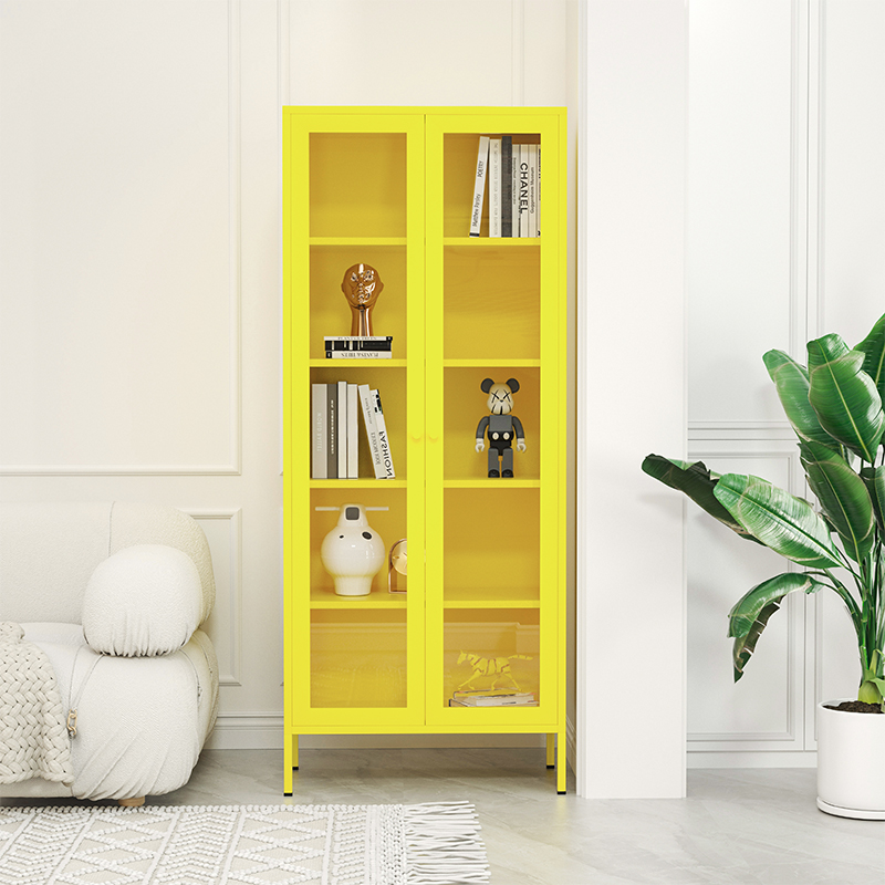 Yellow Storage Cabinet With Doors