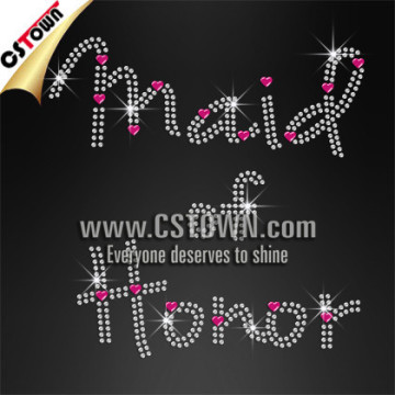 Maid of Honor Crystal Applique Rhinestone Designs for Clothing Garment