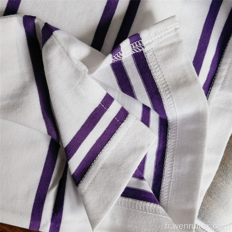 T-shirt polo à manches courtes rayé en coton polyester