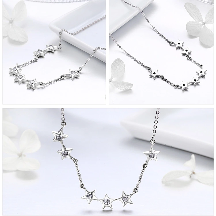 Dazzling CZ Stackable Star Pendant Necklaces Jewelry Gift