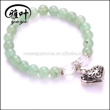 wholesale 8mm Green Aventurine gemstone bead heart lucky bracelet