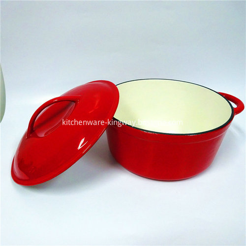 Red Enameled Cast Iron Sauce Pot