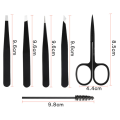 6pcs Makeup Eyelash Eyebrow Tweezers Set with Bag