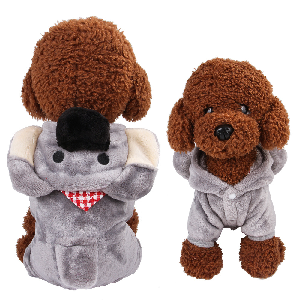 stock wholesale fashion warm cotton fleece Pet jumpsuit cartoon dog winter coat