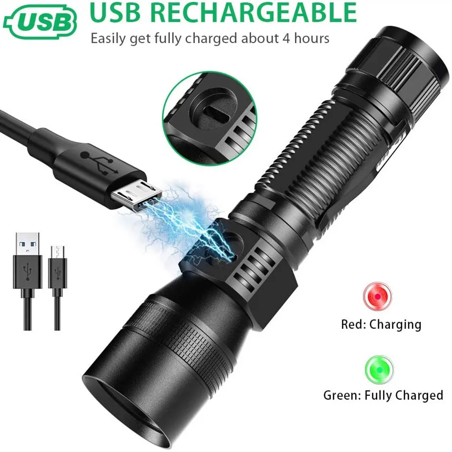 Versatile LED Flashlight with COB Floodlight and UV Light