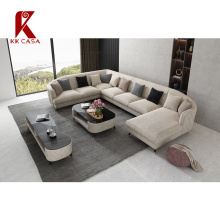 U Shape Corner Sectional Velvet Sofa with Full Pull Buckle for Living Room