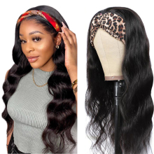 Customize adjustable head band wig, 100 unprocessed body wave wig human hair, headband body wavy human hair wig