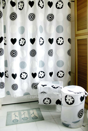 printed simple flower shower curtain with hart