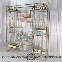 Rectangle Decorative Metal Wine Shelf Rack for Event Decoration - Fancy Wine Racks