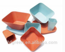 Anhui factory square bamboo fiber tableware set