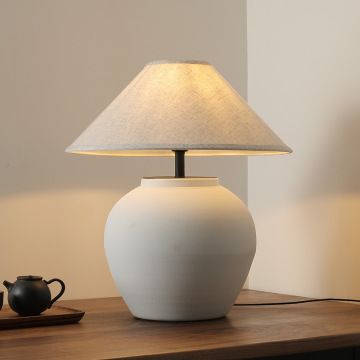 Handcrafted Ceramic Style Pottery Lamp for Retro Home Decor