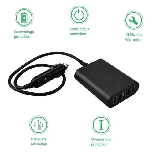 Pengecas Kereta USB 5-Port 45W Berkualiti Tinggi