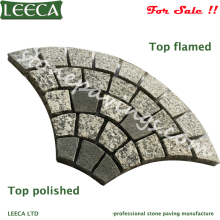 Polished flamed fan pattern Chinese grey granite paver stone