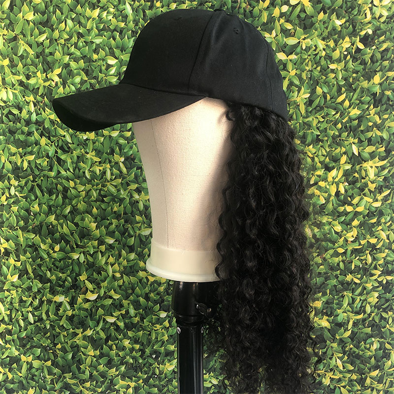 Best Selling Baseball Cap Hat Wig Wholesale Cheap Travel Wig Hats Women Cap Curly Brazilian Human Hair Wigs With Hats