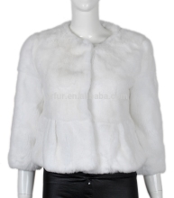YR139 Elegant Korea style white Real rex rabbit fur jacket