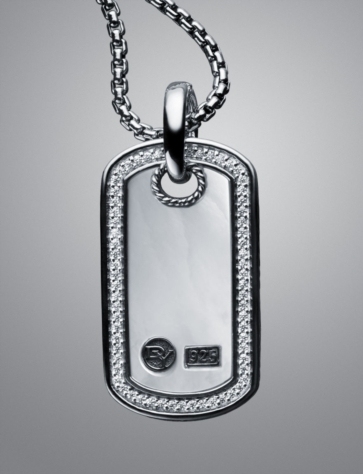 David Yurman Jewelry Mother of Pearl Dog Tag Necklace