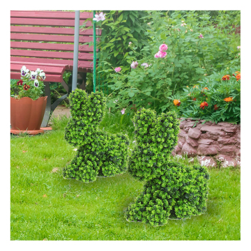 Customized Plastic Greenery Topiary Rabbit Artificial Grass Animal Garden Supplies