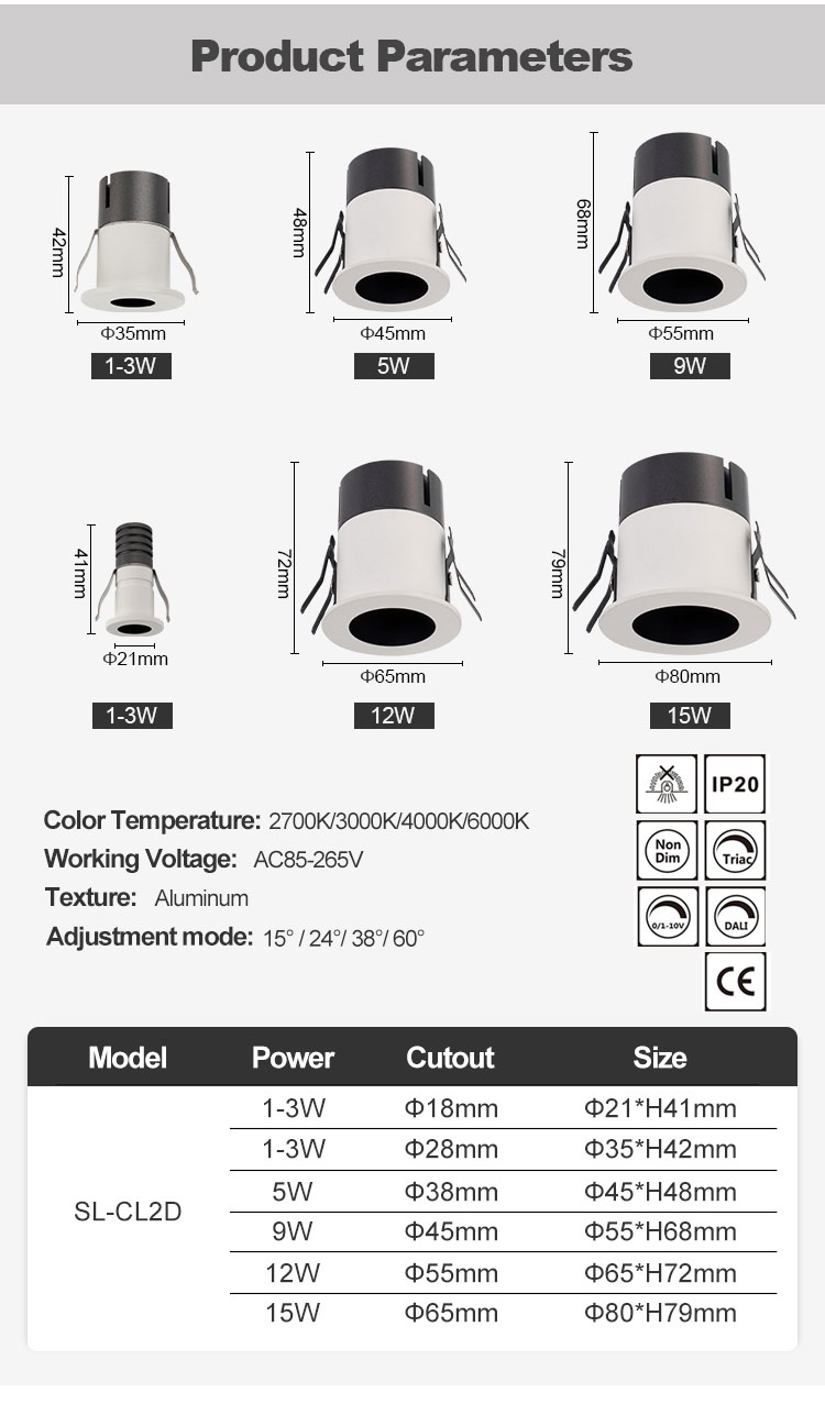 Downlight Részletek SL CL2D modell Downlight Details Model Sl Cl2d