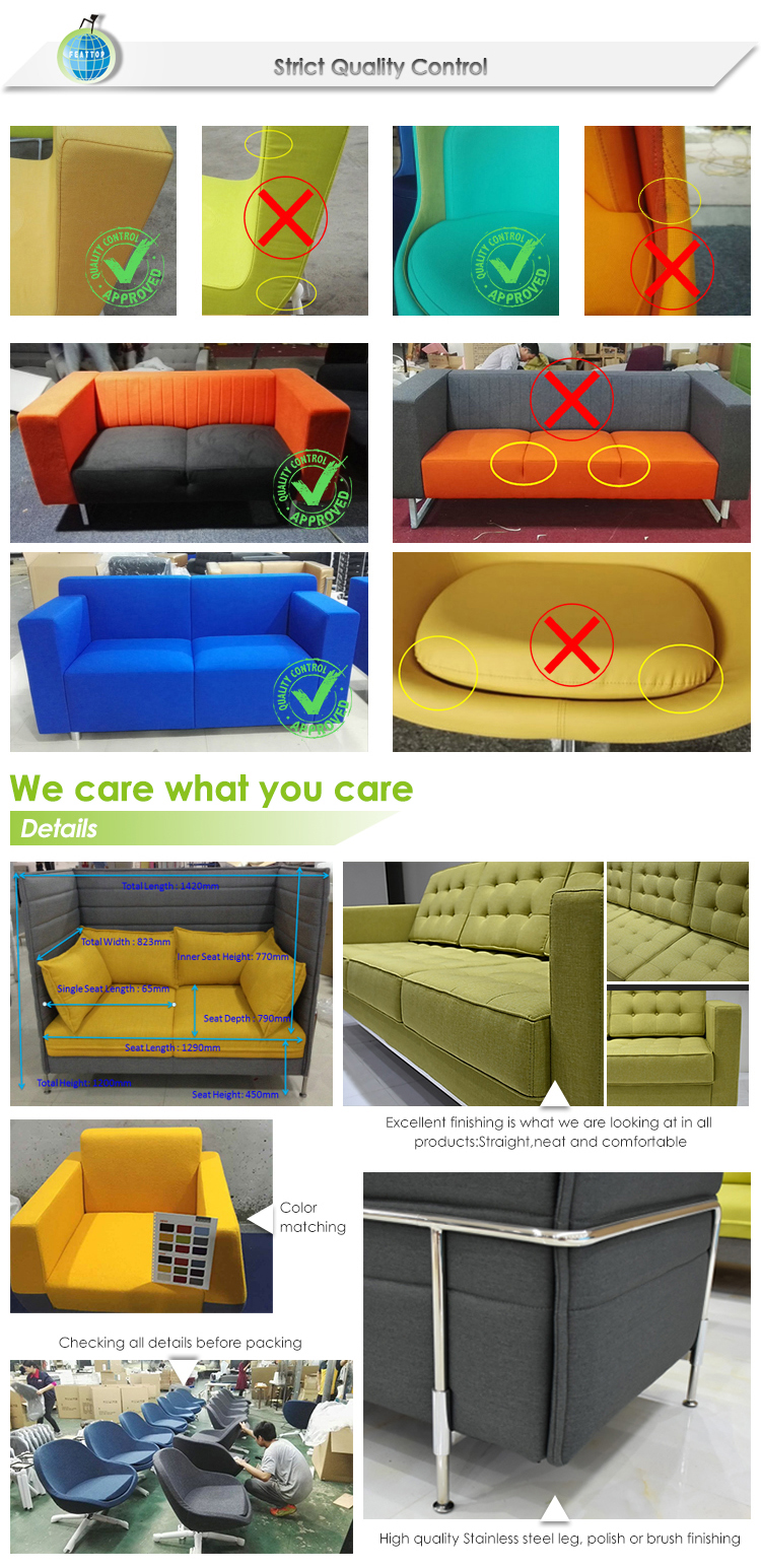 Modern design fabric or PU leather round shape sectional office sofa set