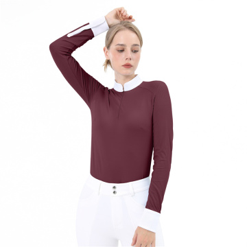 Burgundy Zip Show Shirts Women's Horse Riding Apparel