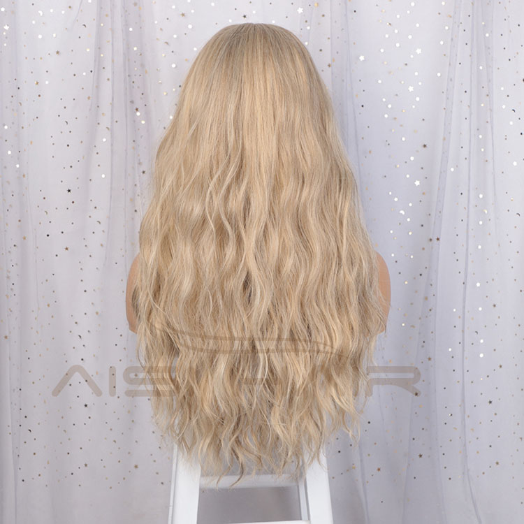 Aisi Hair New Design 24 Inch Long Wavy Synthetic Blonde Color Wigs Body Wave Front Lace Synthetic Hair Wigs For Black Women