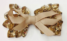 Bowknot Fabric Flower Shoe Ornaments, Rhinestone&Color Glass Adorn Shoe Flower