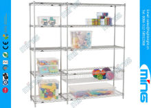 Customized Silver Mobile Wire Shelving For Cosmetic Store , Chrome Wire Shelves