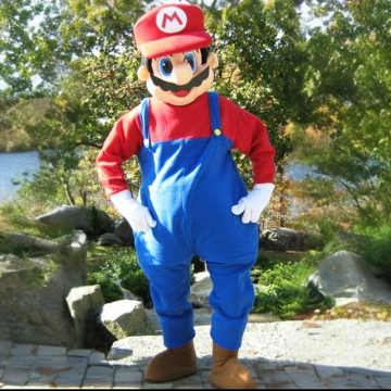 Adult Plumber Mario Halloween Costume Jumpsuit with Accessories