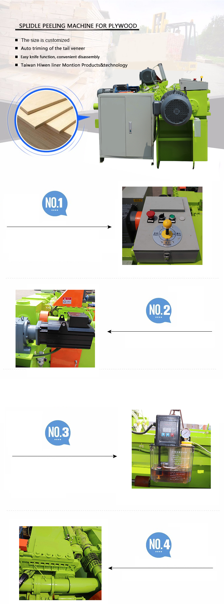 High Quality Professional 4 feet and 8 feet High Speed Wood Plywood Veneer Peeling Machine