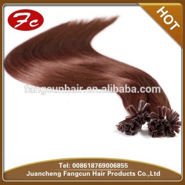 Color 4 Double Drawn Brazilian remy Nail tip human hair extensions u tip hair extensions