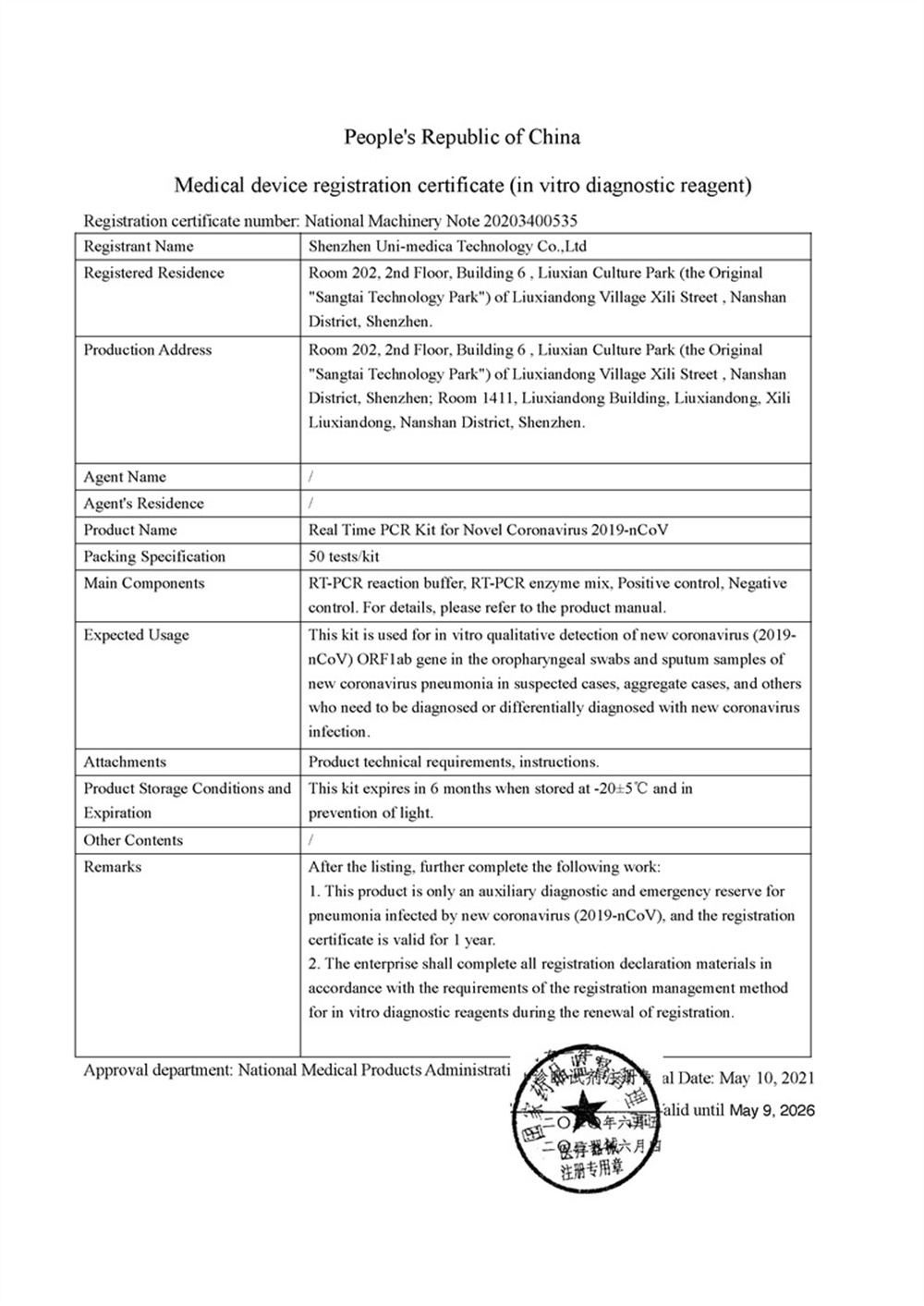 NMPA certificate NMPA certificate