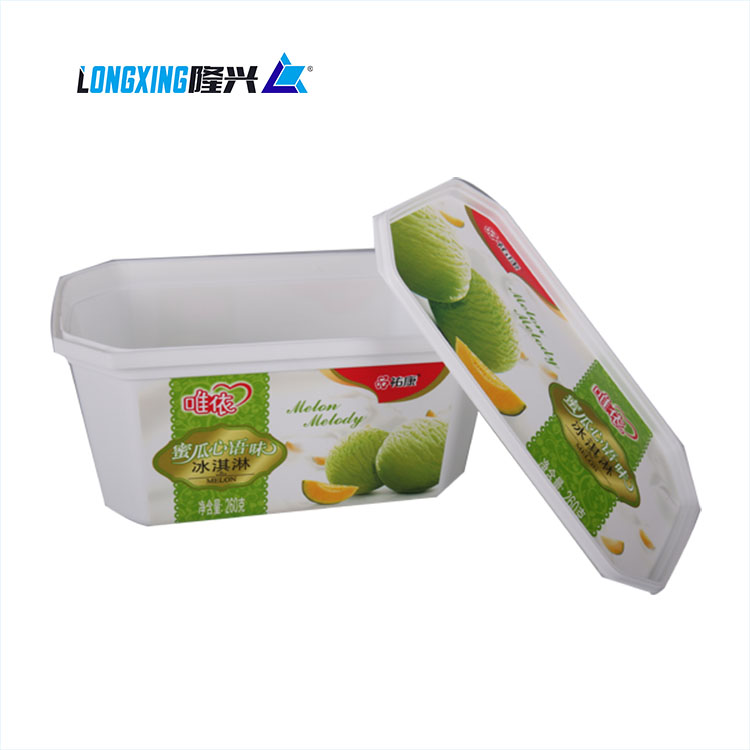 500g Rectangular In-Mould Labeling Ice Cream Container With Lid