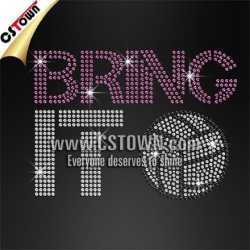 Bring it volleyball pattern wholesale clothing hot-fix rhinestone transfer motifs