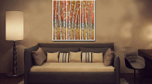 Golden Birch Trees Wall Art Warm Oil Painting