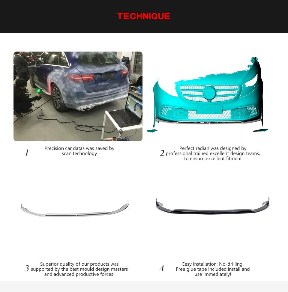 2PCS Carbon Fiber V250 Front Lip for Mercedes Benz V class W447 V220d Vito Passenger Van 4-Door 2020-2021