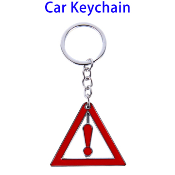 Promotional Gift Triangle Warning Mark Car Keychain Metal for Girls