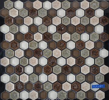 Hexagon glass porcelain mosaics