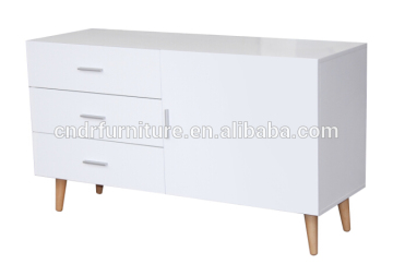 Moder white sold wood leg TV stand
