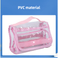 PVC large capacity pink portable pen case for children