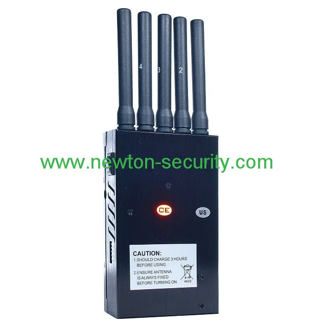 Portable 5-Antennas CDMA/GSM/Dcs/3G Cellphone Signal Jammer/GPS Jammer/WiFi Jammer